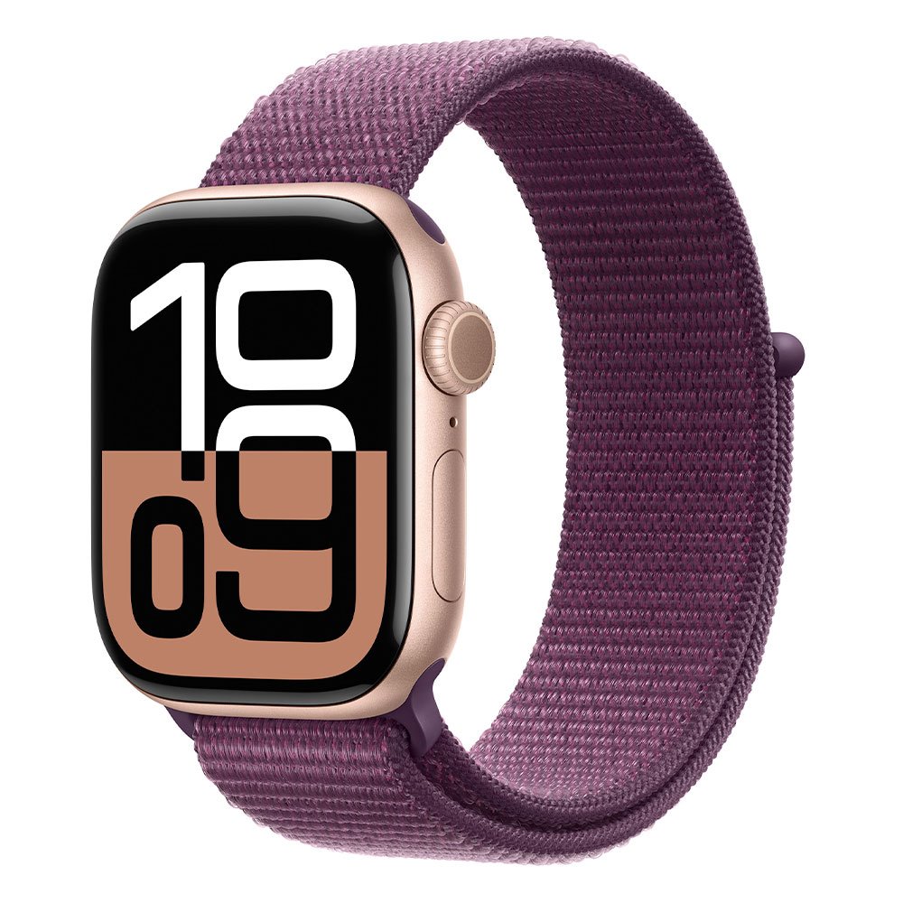 Apple Watch Series 10 GPS + Cellular 46mm Rose Gold Aluminium Case with Plum Sport Loop MWY83QC/A