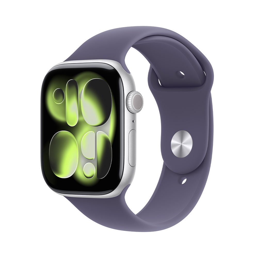 Apple Watch Series 11 GPS + Cellular 42mm Silver Aluminium Case with Purple Fog Sport Band - M/L MF8J4WF/A