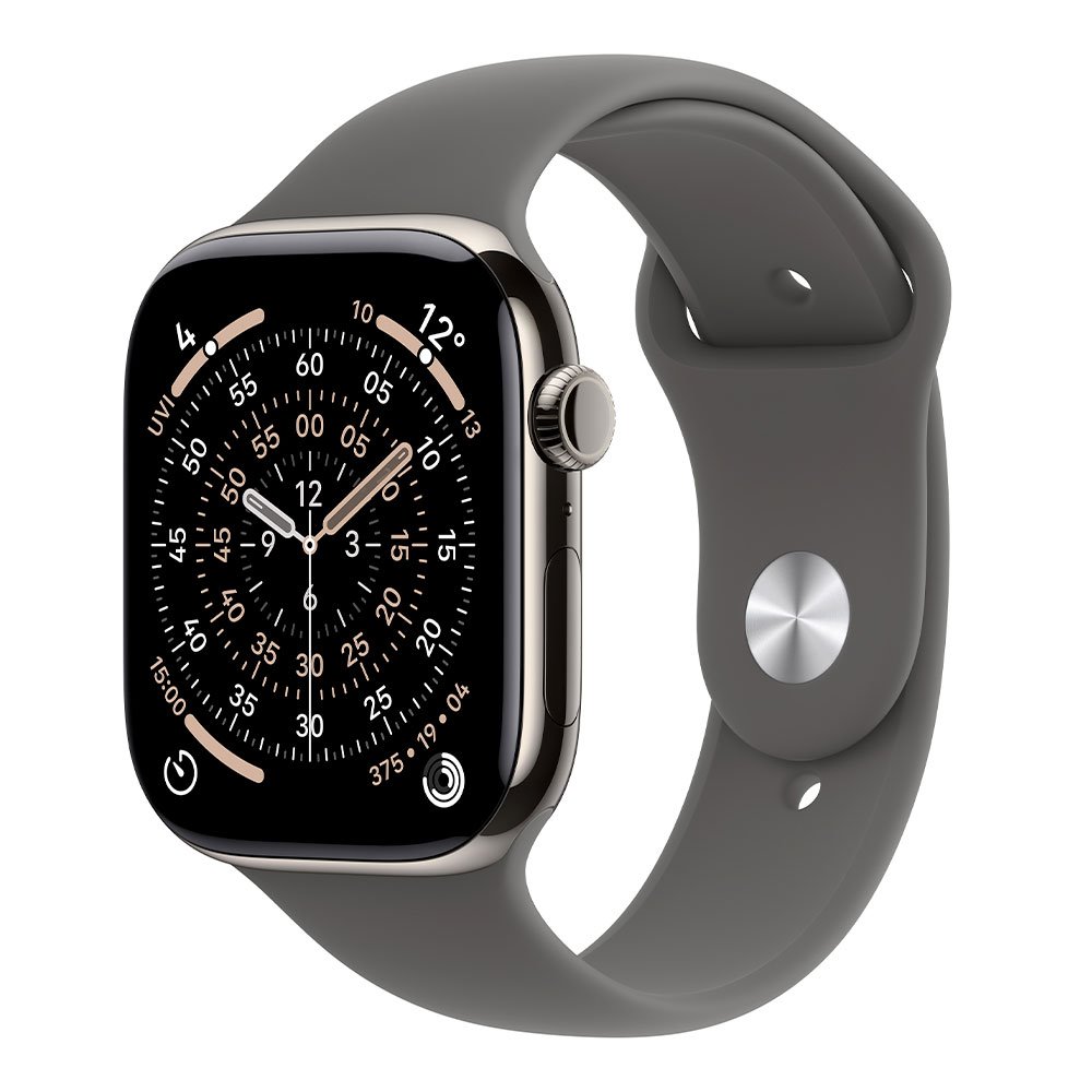 Apple Watch Series 11 GPS + Cellular 46mm Natural Titanium Case with Stone Grey Sport Band - M/L MFCX4WF/A