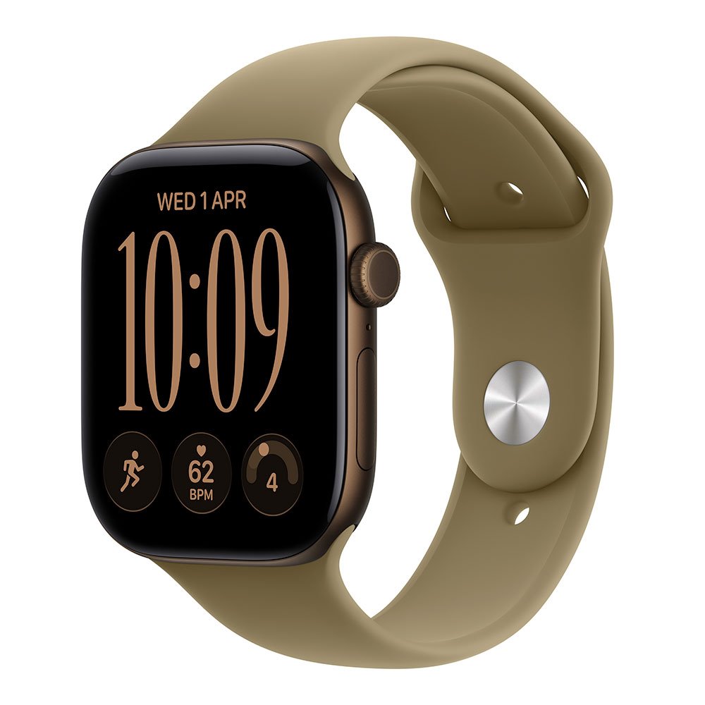 Apple Watch Series 12 GPS 46mm Dark Bronze Aluminium Case with Olive Sport Band - S/M MJEQ4RK/A