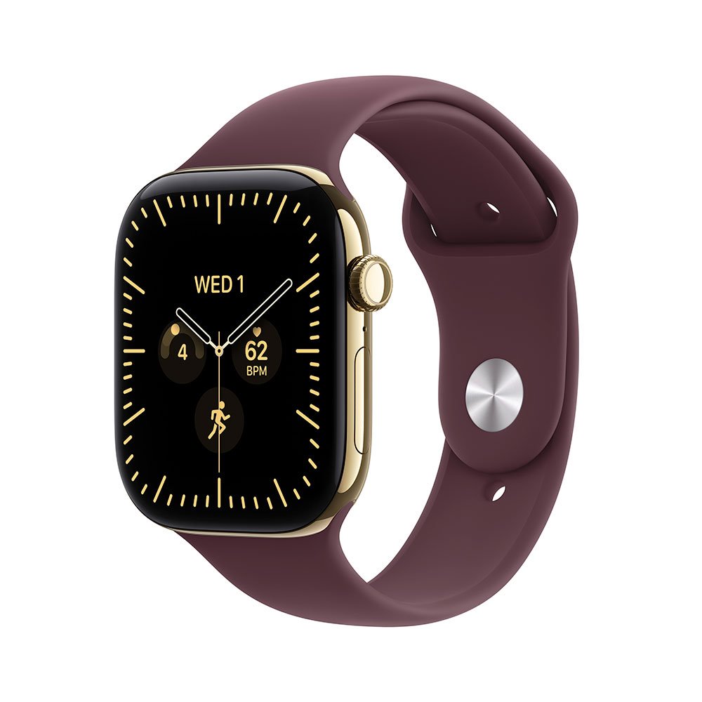 Apple Watch Series 12 GPS + Cellular 42mm Radiant Gold Titanium Case with Burgundy Sport Band - S/M MJGJ4RK/A