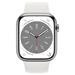Apple Watch Series 8 GPS + Cellular 45mm Silver Stainless Steel Case with White Sport Band - Regular mnke3cs/a