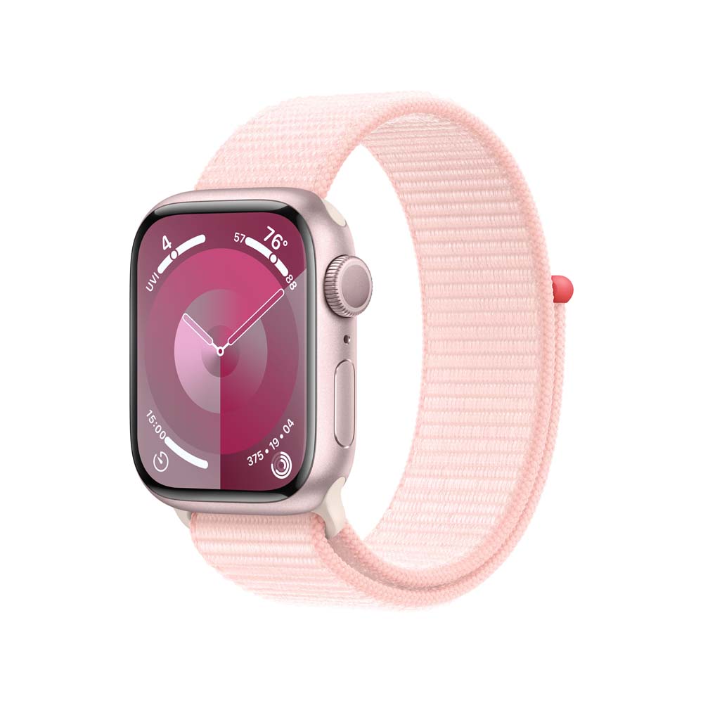 Apple Watch Series 9 41mm Růžový hliník se světle růžovým provlékacím řemínkem MR953QC/A