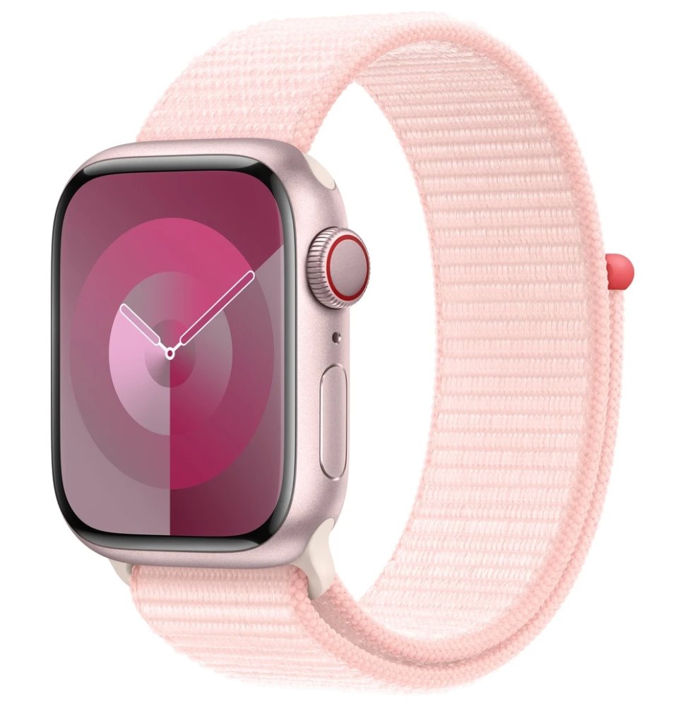 Apple Watch Series 9 Cellular 41mm Růžový hliník se světle růžovým provlékacím řemínkem MRJ13QC/A