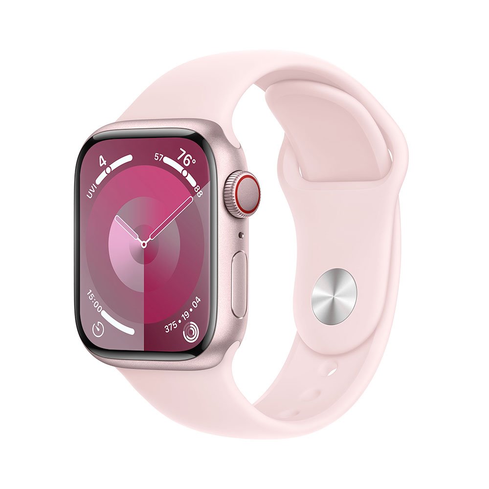 Apple Watch Series 9 Cellular 41mm Růžový hliník se světle růžovým sportovním řemínkem M/L MRJ03QC/A