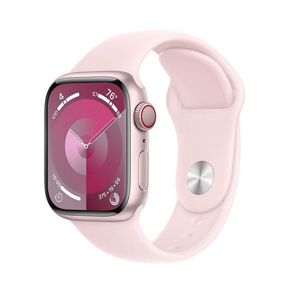 Apple Watch Series 9 Cellular 41mm Růžový hliník se světle růžovým sportovním řemínkem S/M MRHY3QC/A