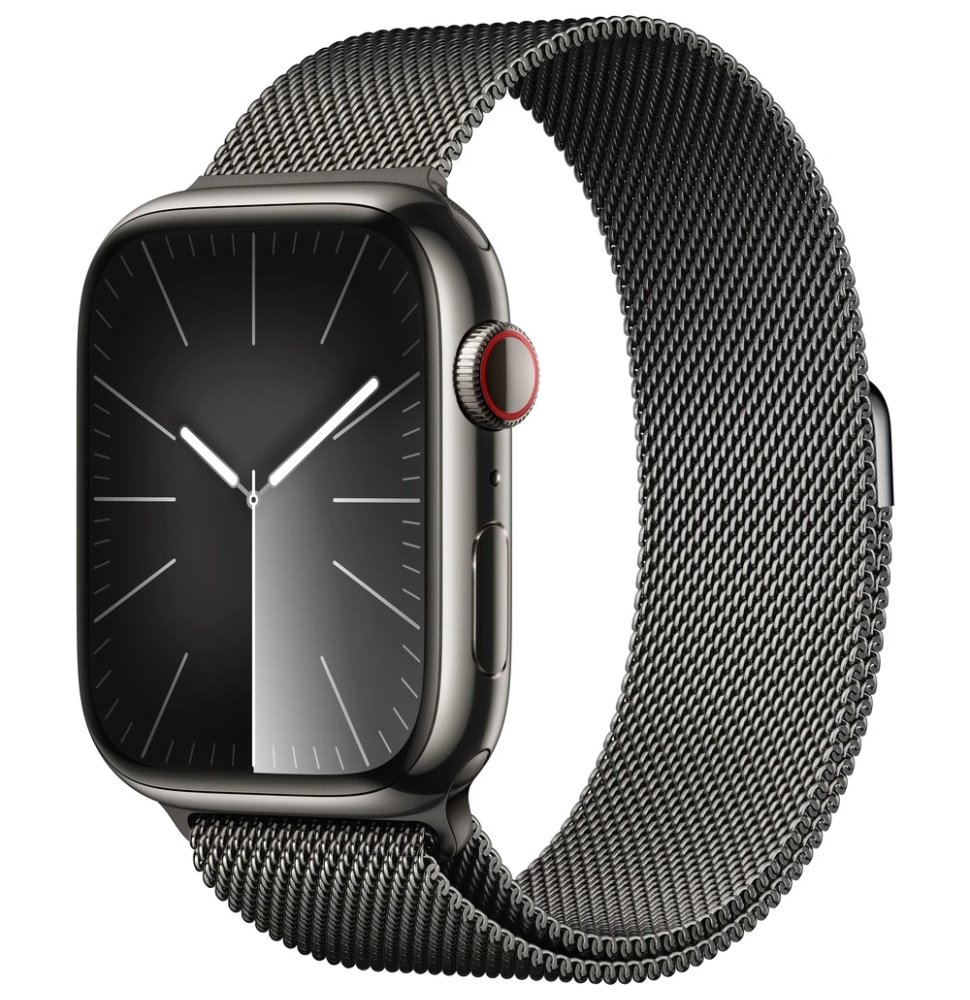 Apple Watch Series 9 Cellular 45mm Grafitová ocel s grafitovým milánským tahem MRMX3QC/A