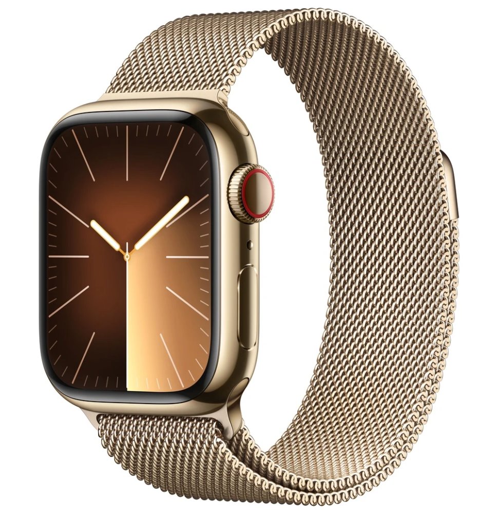 Apple Watch Series 9 GPS + Cellular 41mm Gold Stainless Steel Case with Gold Milanese Loop MRJ73QC/A