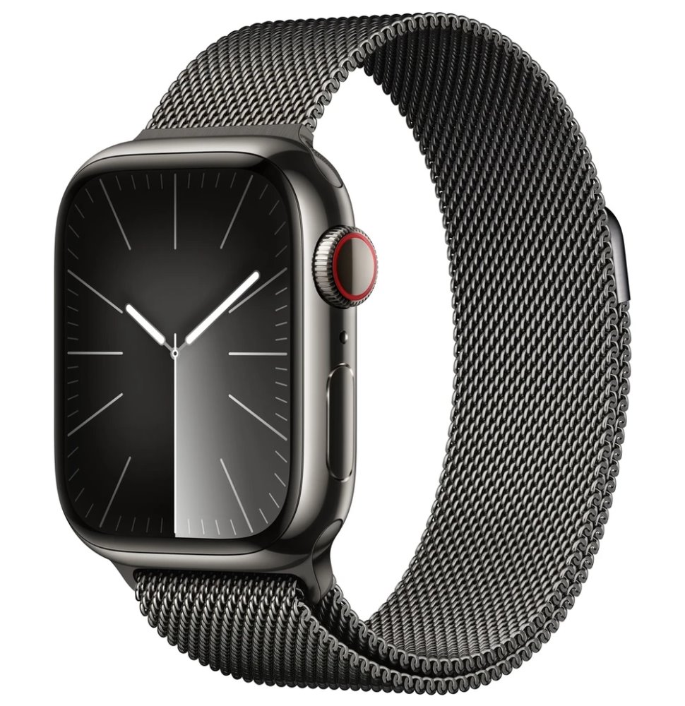 Apple Watch Series 9 GPS + Cellular 41mm Graphite Stainless Steel Case with Graphite Milanese Loop MRJA3QC/A
