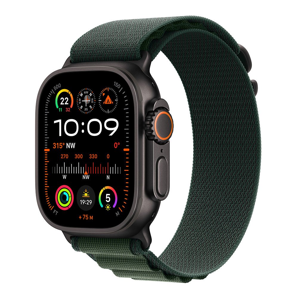 Apple Watch Ultra 2 GPS + Cellular 49mm Black Titanium Case with Dark Green Alpine Loop - Large MX4T3CS/A