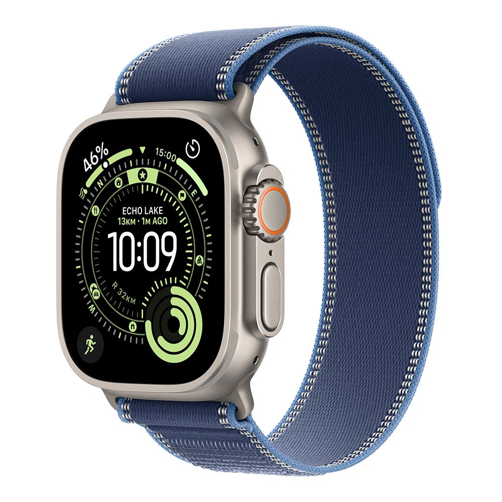 Apple Watch Ultra 3 GPS + Cellular 49mm Natural Titanium Case with Blue/Bright Blue Trail Loop - M/L MEWU4QC/A