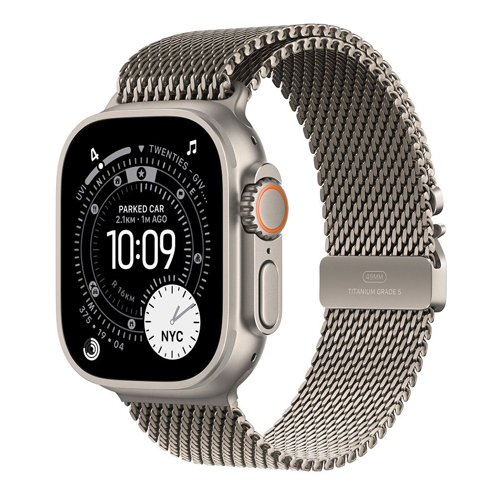 Apple Watch Ultra 3 GPS + Cellular 49mm Natural Titanium Case with Natural Titanium Milanese Loop - Large MF0E4QC/A