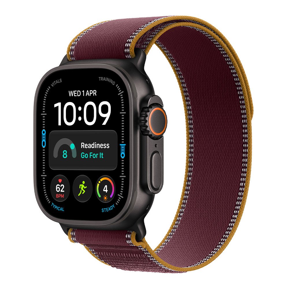 Apple Watch Ultra 4 GPS + Cellular 49mm Black Titanium Case with Burgundy Trail Loop - S/M MJC34QC/A