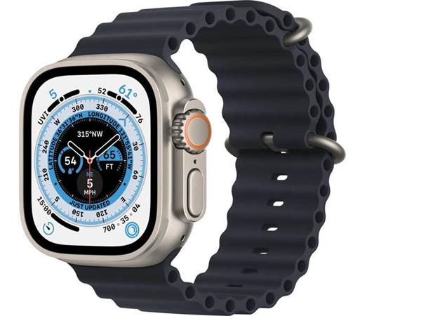 Apple Watch Ultra GPS + Cellular, 49mm Titanium Case with Midnight Ocean Band mqfk3cs/a