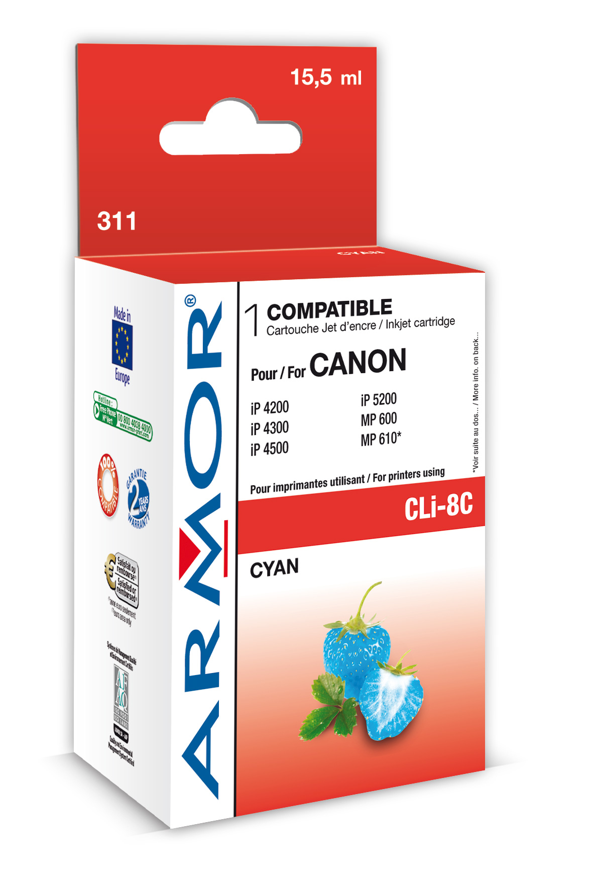 ARMOR cartridge pro CANON iP 4200 Cyan s čipem (CLI8C)