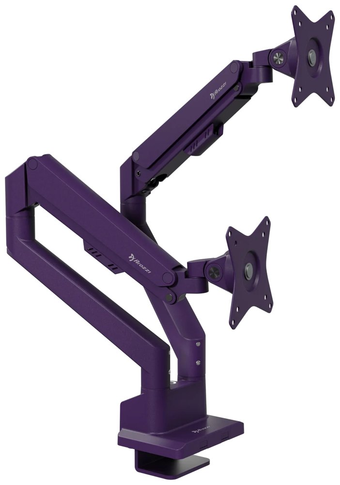 AROZZI ALZARE NEO DUO Purple/ stolní držák pro 2 monitory/ plynový píst/ kovový/ fialový AZ-ALZARE-NEO-DUO-PP