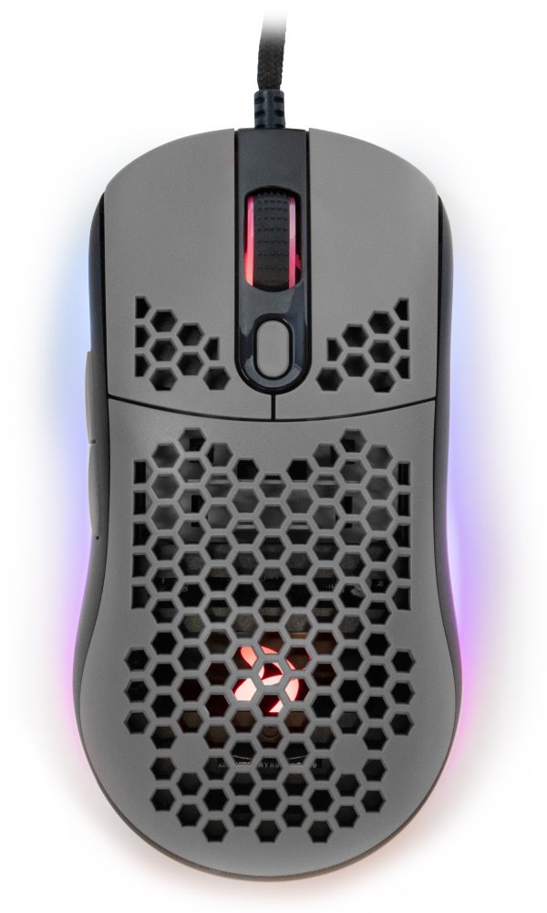 AROZZI herní myš FAVO Ultra Light Black-Grey/ drátová/ 16.000 dpi/ USB/ 7 tlačítek/ RGB/ černošedá AZ-FAVO-BKGY