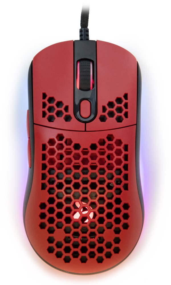 AROZZI herní myš FAVO Ultra Light Black-Red/ drátová/ 16.000 dpi/ USB/ 7 tlačítek/ RGB/ černočervená AZ-FAVO-BKRD