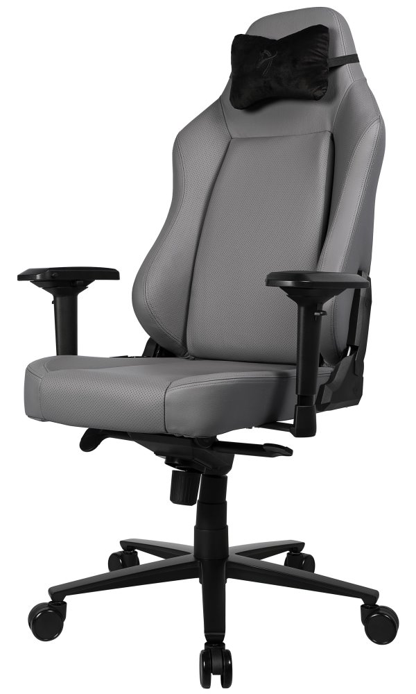 AROZZI herní židle PRIMO Full Premium Leather Anthracite/ 100% přírodní italská kůže/ světle šedá PRIMO-PREM-AE