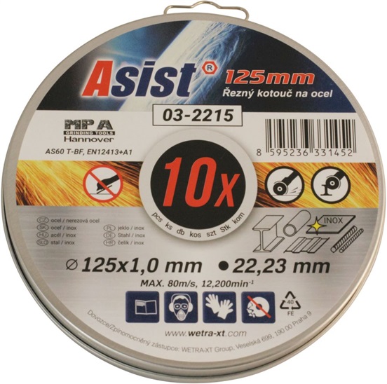 ASIST 10x řezný kotouč 125x1mm v boxu 8595236331452
