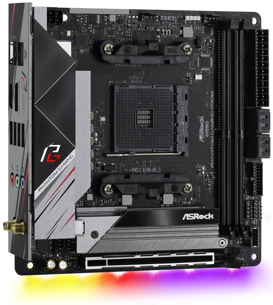 ASRock B550 Phantom Gaming-ITX/ax / AM4 / 2x DDR4 DIMM / HDMI / DP / 2x M.2 / USB Type-C / Wi-Fi / Mini-ITX