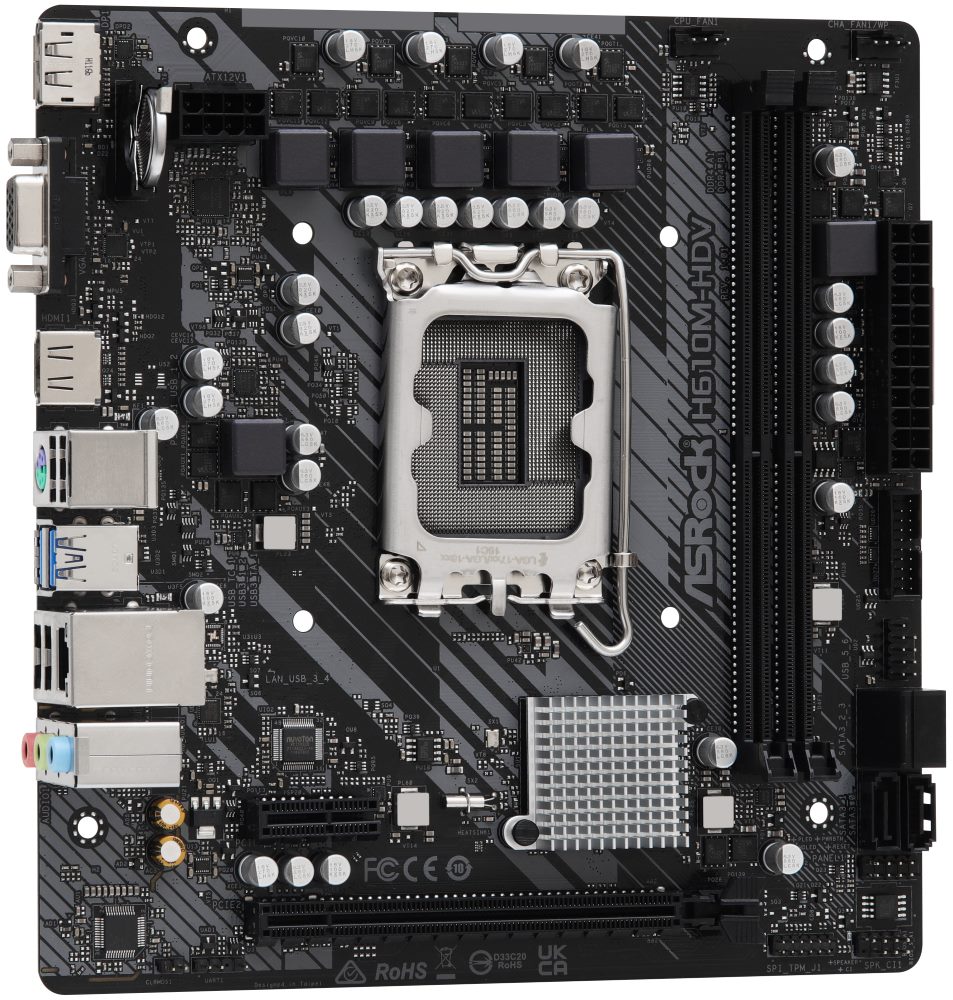 Asrock H610M-HDV, LGA1700, H610, 2xDDR4, HDMI, mATX