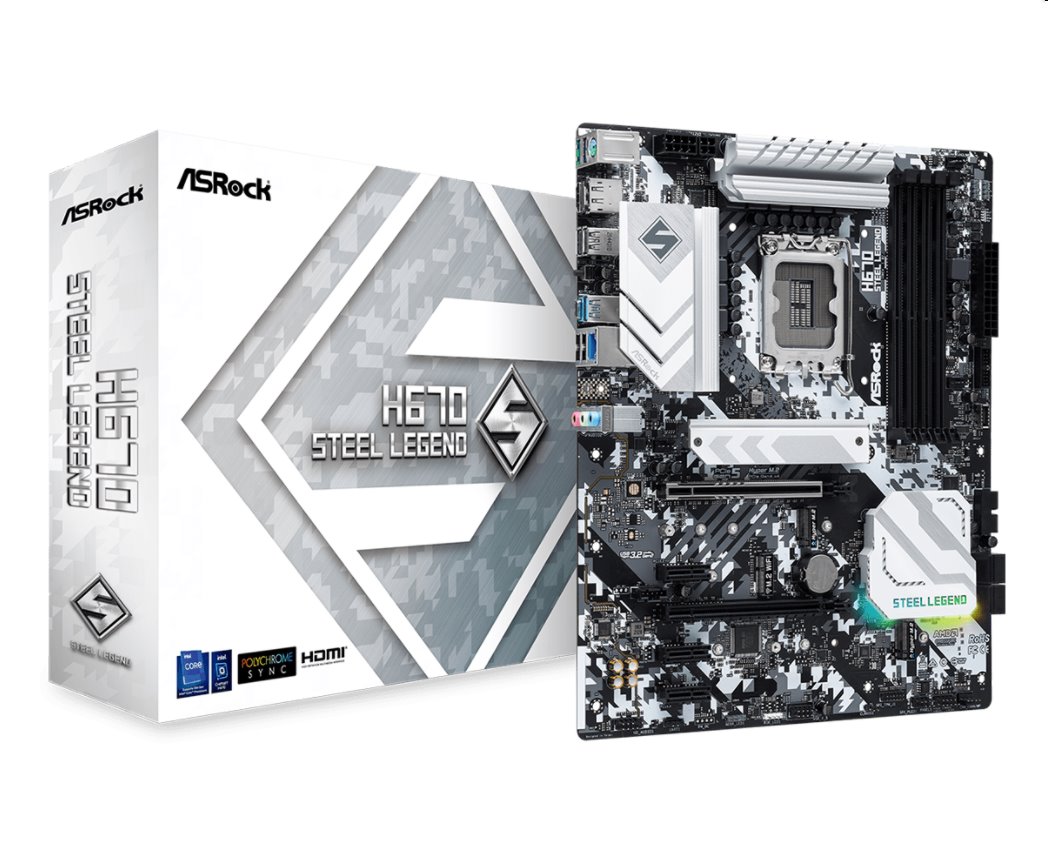 Asrock H670 STEEL LEGEND, LGA1700, Z690, 4xDDR4, HDMI, M.2, ATX