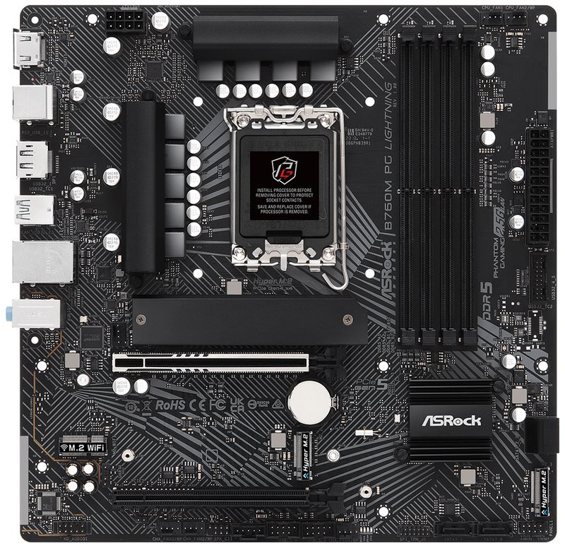 ASROCK MB B760M PG LIGHTNING (intel 1700, DDR5, 2.5G LAN, HDMI+DPort)