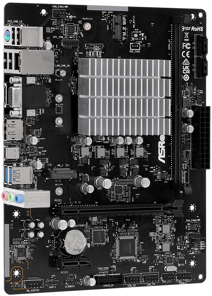 ASROCK MB N100M s integrovaným intel CPU quad-core N100 (1x DDR4, VGA +HDMI+DPort, PCI-E, 2xSATA3, M.2 , 7.1, GLAN, min