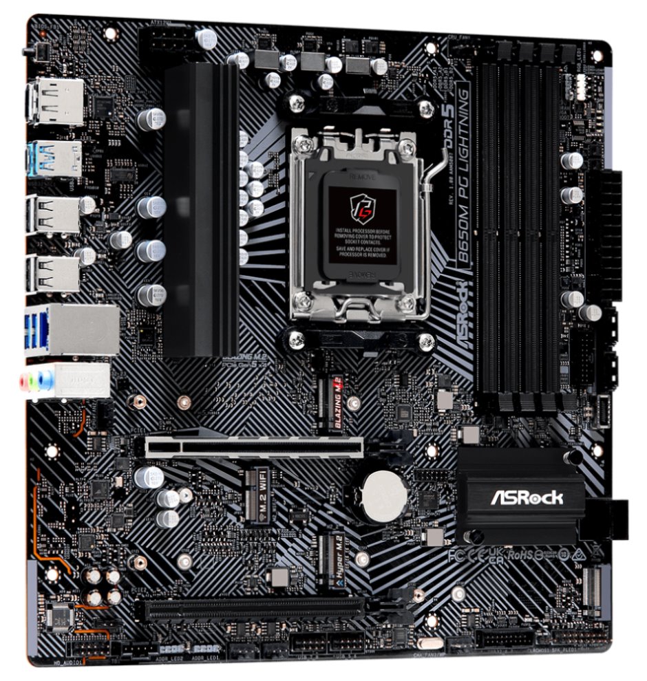 ASRock MB Sc AM5 B650M PG LIGHTNING, AMD B650, 4xDDR5, 1xDP, 1xHDMI, mATX