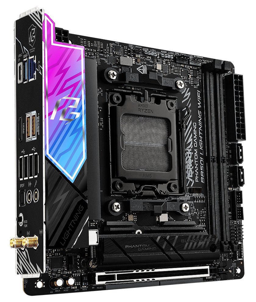 ASRock MB Sc AM5 B850I Lightning WiFi, AMD B850, 2xDDR5, 1xThunderbolt, 1xHDMI, WiFi, Mini-ITX