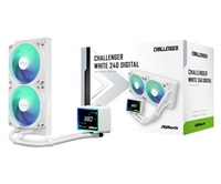 ASROCK Vodní chladič Challenger White 240 Digital, 2x120mm, ARGB, LGA1851, AM5, bílá 90-ACLA24-WAAGA6