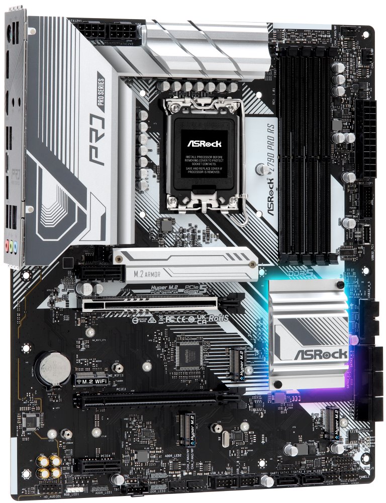 ASROCK Z790 PRO RS (intel 1700 12+13gen, 4xDDR5 6800MHz, 8xSATA3, 4x M.2, HDMI+DPort +eDP, 1xGLAN, ATX)