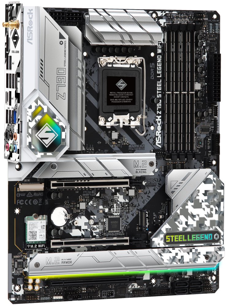ASROCK Z790 STEEL LEGEND WIFI (intel 1700 12+13gen, 4xDDR5 6800MHz, 8xSATA3, 4x M.2, HDMI+DPort +eDP, 1xGLAN, ATX)