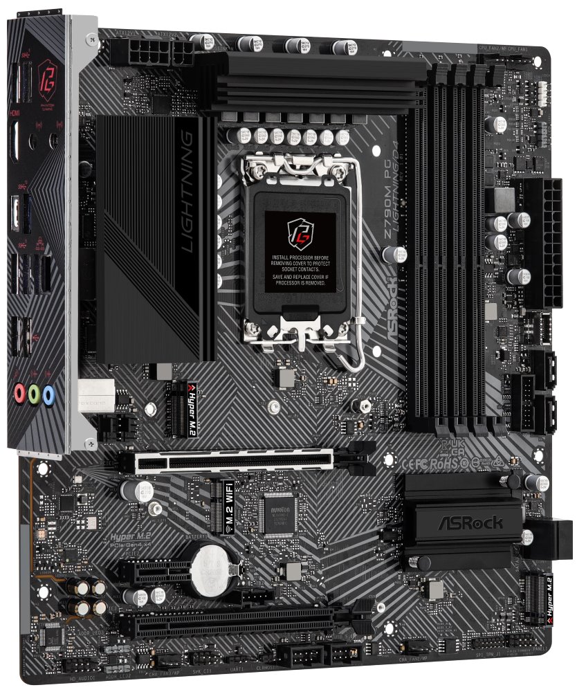 ASROCK Z790M PG LIGHTNING/D4 (intel 1700 12+13gen, 4xDDR4 5333MHz, 4xSATA3, 2x M.2, HDMI, 1xGLAN, mATX)
