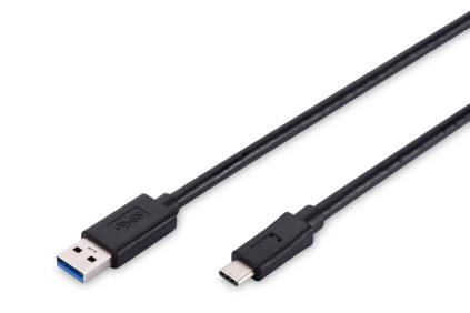 ASSMANN USB 3.0 SuperSpeed Connection Cable USB A M (plug)/USB C M (plug) 1m bla AK-300136-010-S