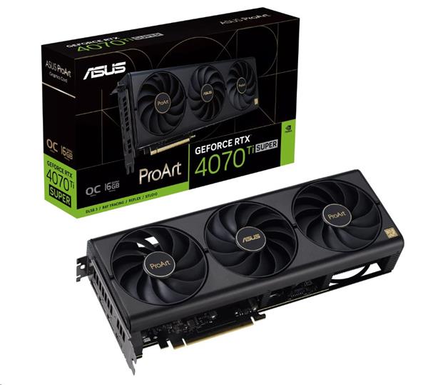 ASUS VGA NVIDIA GeForce ProArt RTX 4070 Ti SUPER 16GB GDDR6X OC, RTX 4070 Ti SUPER, 16GB GDDR6X, 3xDP, 1 90YV0KJ0-M0NA00