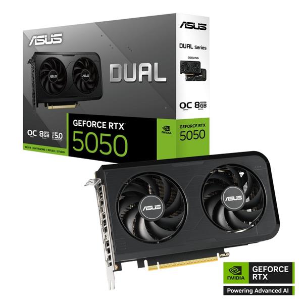 ASUS VGA NVIDIA GeForce RTX 5050 DUAL OC 8G, 8G GDDR6, 3xDP, 1xHDMI 90YV0N72-M0NA00