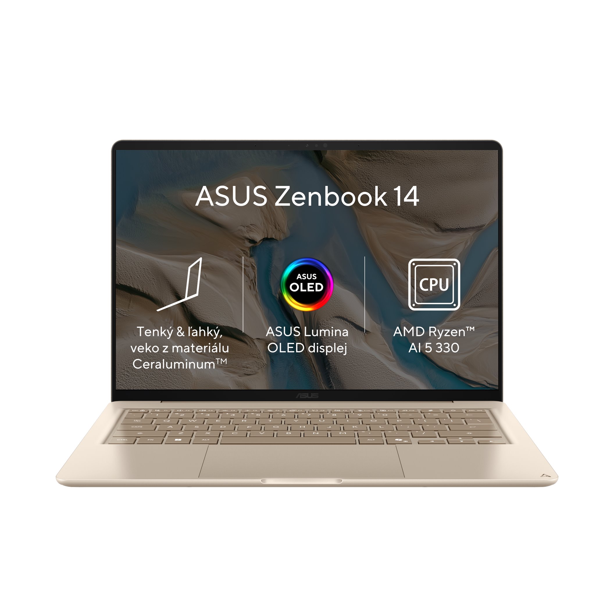 ASUS Zenbook 14/AI5-330/16GB/512GB SSD/AMD UMA/14" WUXGA/Win11Home/Zabriskie Beige UX3480KA-OLED020W