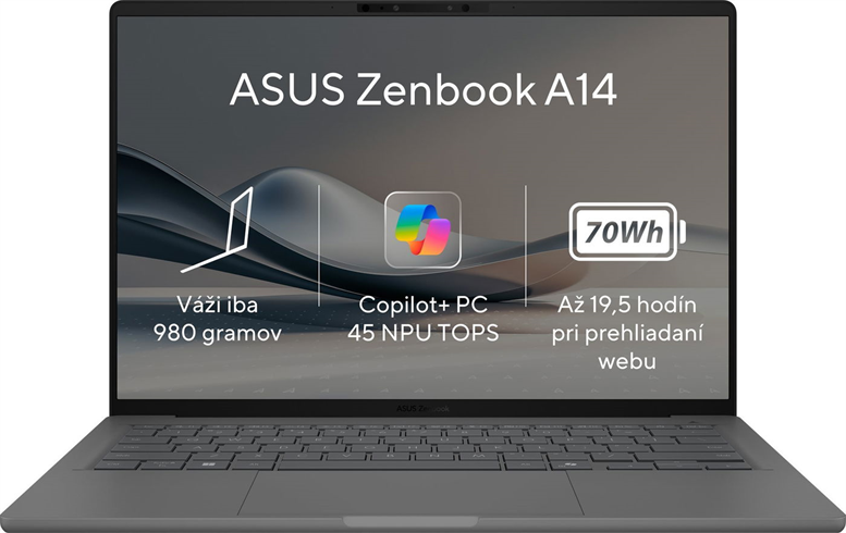 ASUS Zenbook A14/UX3407QA-OLED267W/SD-X1-26-100/14"/WUXGA/16GB/512GB SSD/Adreno/W11H/Gray/2R