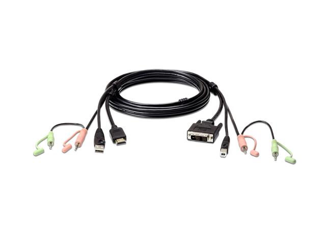 ATEN 1.8M USB HDMI to DVI-D KVM Cable with Audio 2L-7D02DH