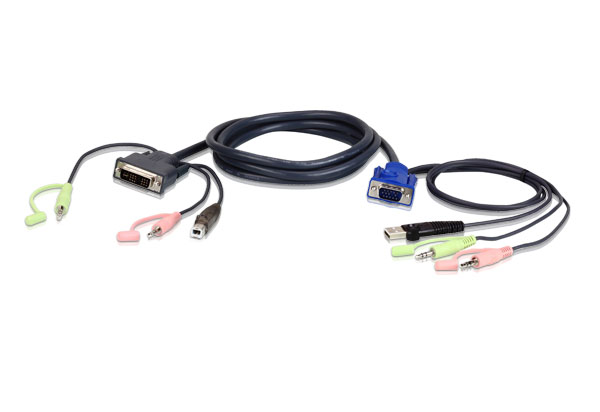 ATEN 1.8M USB VGA to DVI-I KVM Cable with Audio 2L-7DX2U