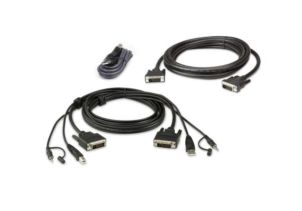 ATEN 3M USB DVI-D Dual Link Dual Display Secure KVM Cable Kit 2L-7D03UDX5