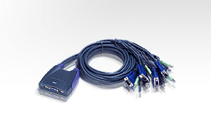 Aten 4-port KVM USB mini, audio, 1.8m kabely CS-64U