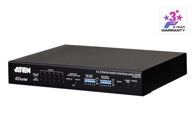 ATEN 6 x 6 Dante Audio Interface with HDMI VE66DTH-AT-G