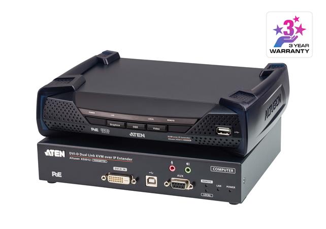 ATEN KE6912 DVI Dual Link KVM over IP Extender PoE KE6912-AX
