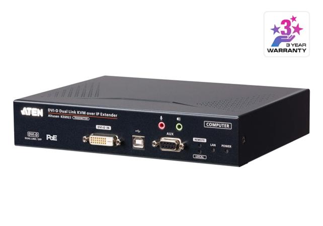 ATEN KE6922T 2K DVI-D Dual-Link KVM over IP Extender with Dual SFP and PoE (Transmitter) KE6922T-AX