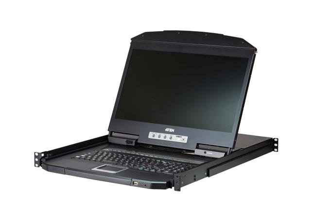 ATEN KVM console CL3108NX 8-Port Short Depth PS/2-USB VGA Single Rail WideScreen LCD KVM Switch 18,5" 13 CL3108NX-ATA-AG
