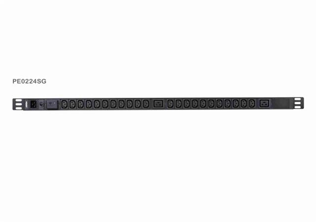 Aten PE0224S 0U Basic PDU s přepěťovou ochranou 16A Vstup C20 Výstup 22xC13 2xC19 PE0224SG-AT-G