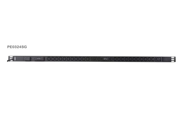 Aten PE0324S 0U Basic PDU s přepěťovou ochranou 32A přívodní kabel 1,6m IEC60309 Výstup 22x C13 2x C19 PE0324SG-AT